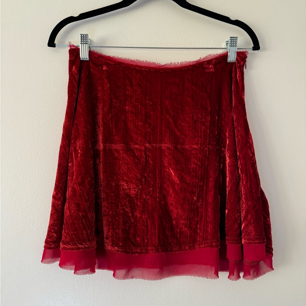 Elegant Red Velvet Skirt